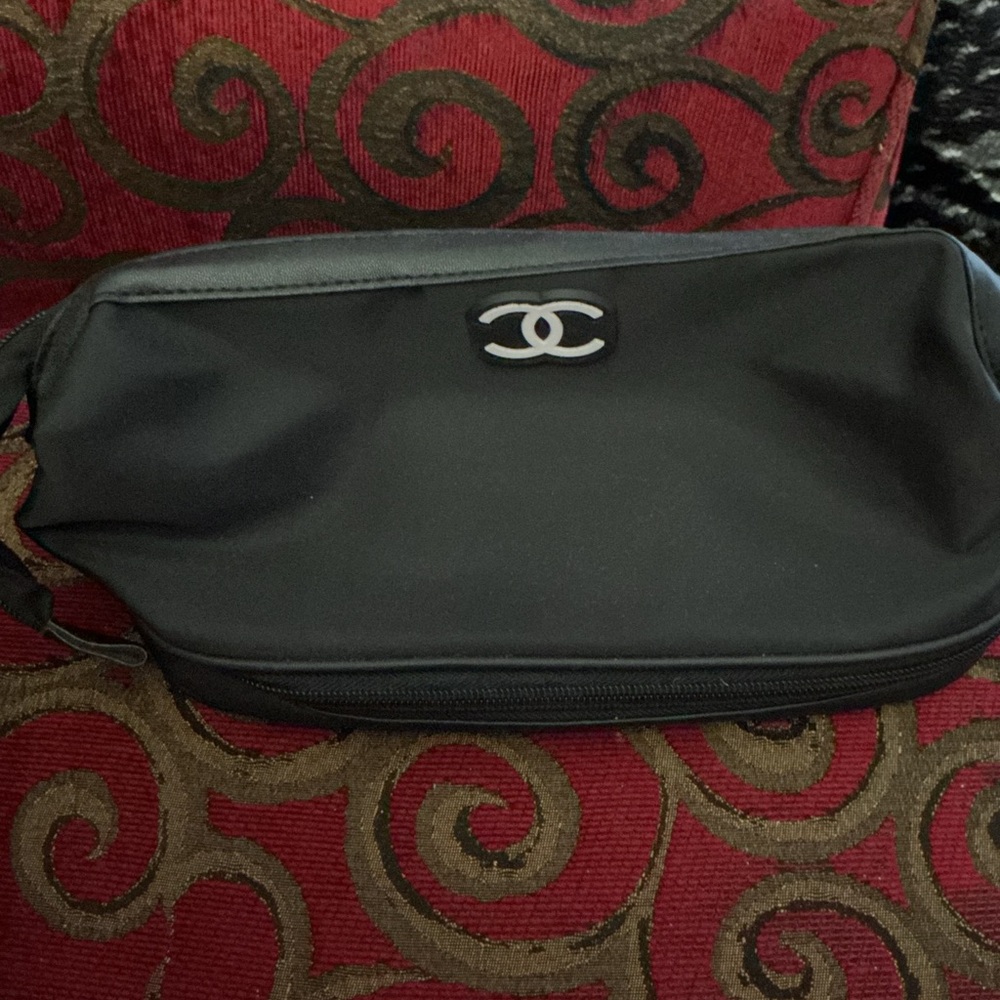 Chanel Black NylonToliteries bag with Wrist Strap